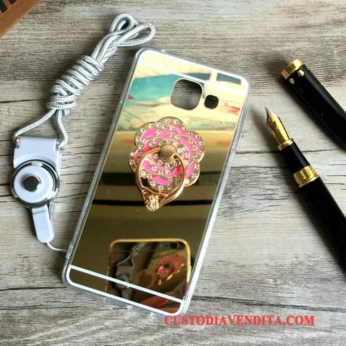 Custodia Samsung Galaxy A5 2016 Silicone Specchio Oro, Cover Samsung Galaxy A5 2016 Protezione Ringtelefono