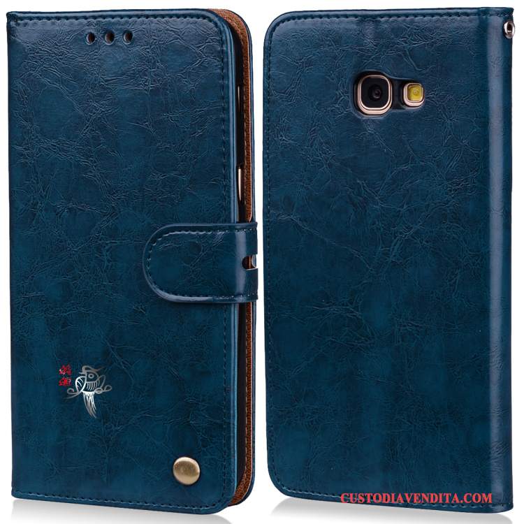 Custodia Samsung Galaxy A5 2017 Folio Telefono Anti-caduta, Cover Samsung Galaxy A5 2017 Pelle Morbido Arancione