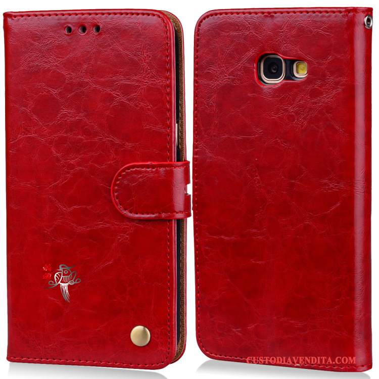 Custodia Samsung Galaxy A5 2017 Folio Telefono Anti-caduta, Cover Samsung Galaxy A5 2017 Pelle Morbido Arancione