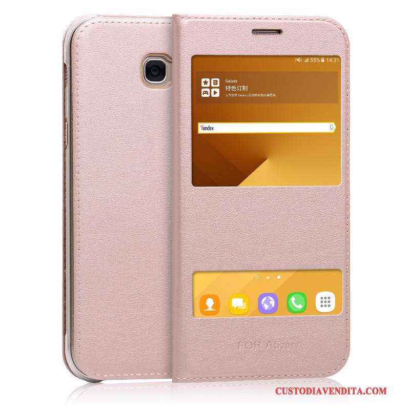 Custodia Samsung Galaxy A5 2017 Pelle Telefono Rosa, Cover Samsung Galaxy A5 2017 Protezione Anti-caduta