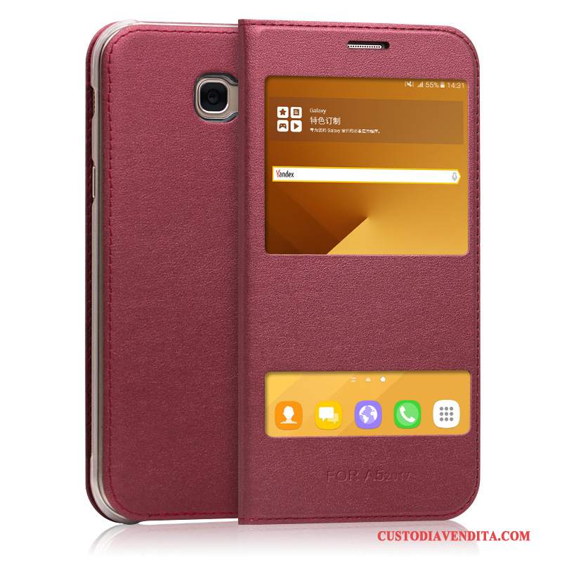 Custodia Samsung Galaxy A5 2017 Pelle Telefono Rosa, Cover Samsung Galaxy A5 2017 Protezione Anti-caduta