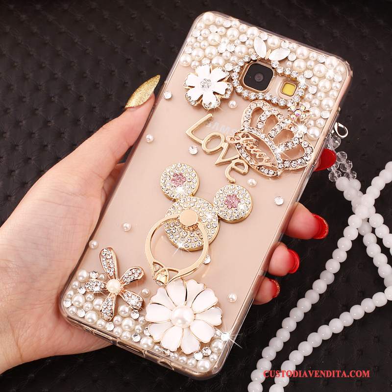 Custodia Samsung Galaxy A5 2017 Silicone Ornamenti Appesi Trasparente, Cover Samsung Galaxy A5 2017 Strass Orotelefono