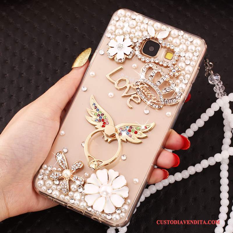 Custodia Samsung Galaxy A5 2017 Silicone Ornamenti Appesi Trasparente, Cover Samsung Galaxy A5 2017 Strass Orotelefono