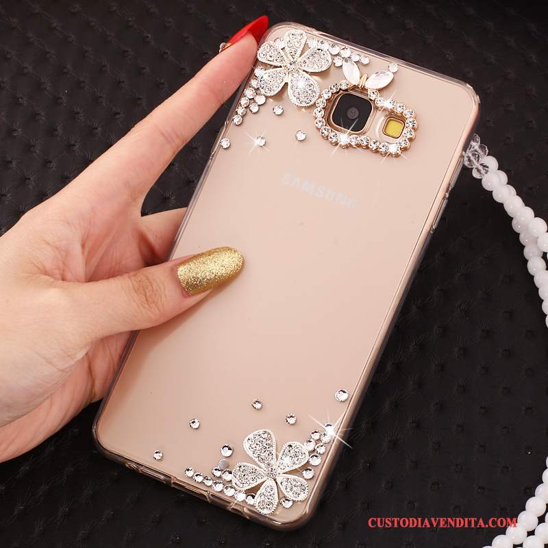 Custodia Samsung Galaxy A5 2017 Silicone Ornamenti Appesi Trasparente, Cover Samsung Galaxy A5 2017 Strass Orotelefono