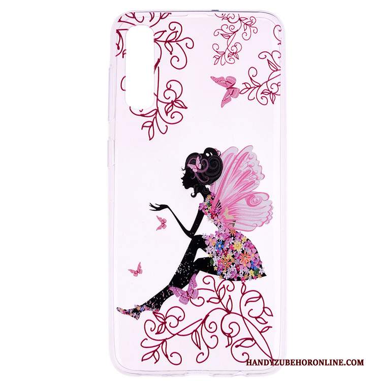 Custodia Samsung Galaxy A50 Cartone Animato Morbido Sottile, Cover Samsung Galaxy A50 Creativo Telefono Bianco