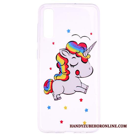 Custodia Samsung Galaxy A50 Cartone Animato Morbido Sottile, Cover Samsung Galaxy A50 Creativo Telefono Bianco