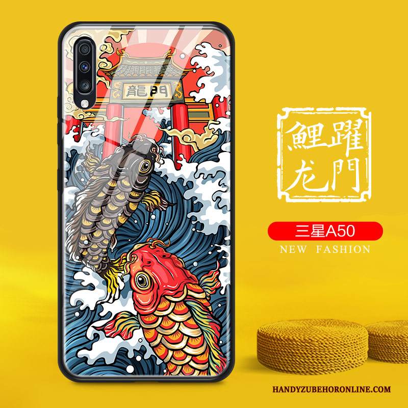 Custodia Samsung Galaxy A50 Creativo Net Red Stile Cinese, Cover Samsung Galaxy A50 Protezione Nuovo Anti-caduta