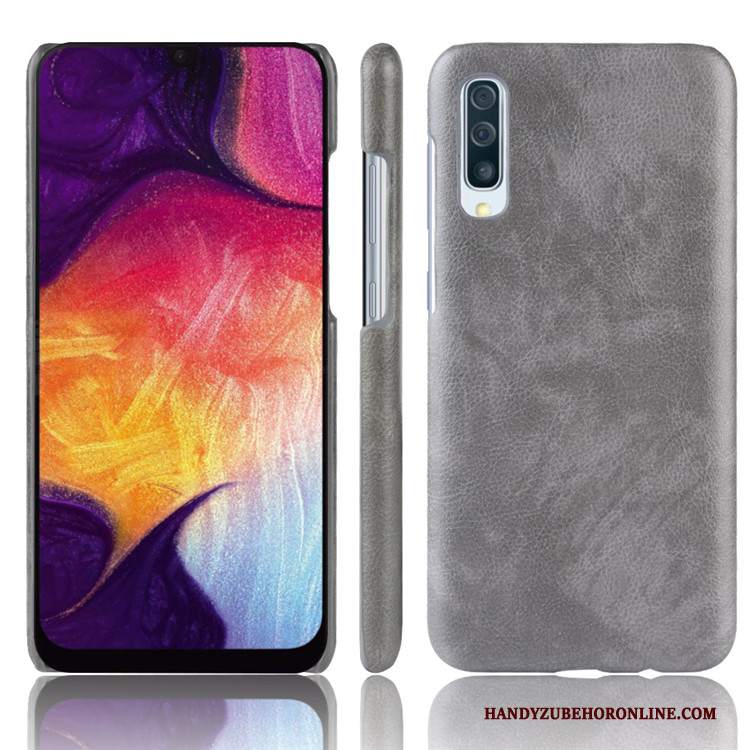 Custodia Samsung Galaxy A50 Pelle Borsetelefono, Cover Samsung Galaxy A50 Vintage Grigio Difficile