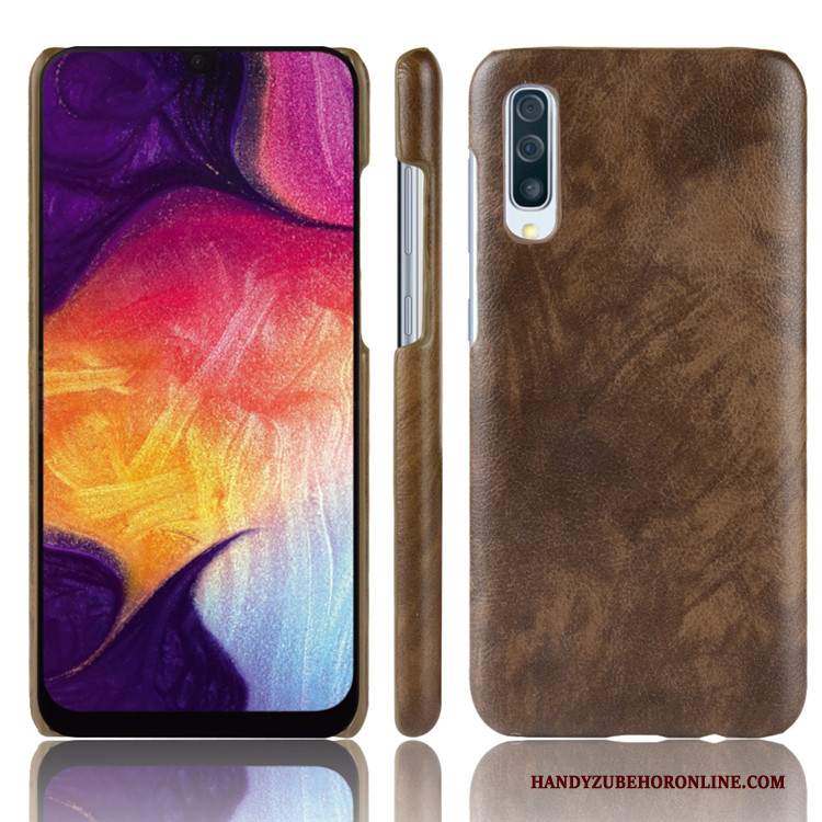 Custodia Samsung Galaxy A50 Pelle Borsetelefono, Cover Samsung Galaxy A50 Vintage Grigio Difficile