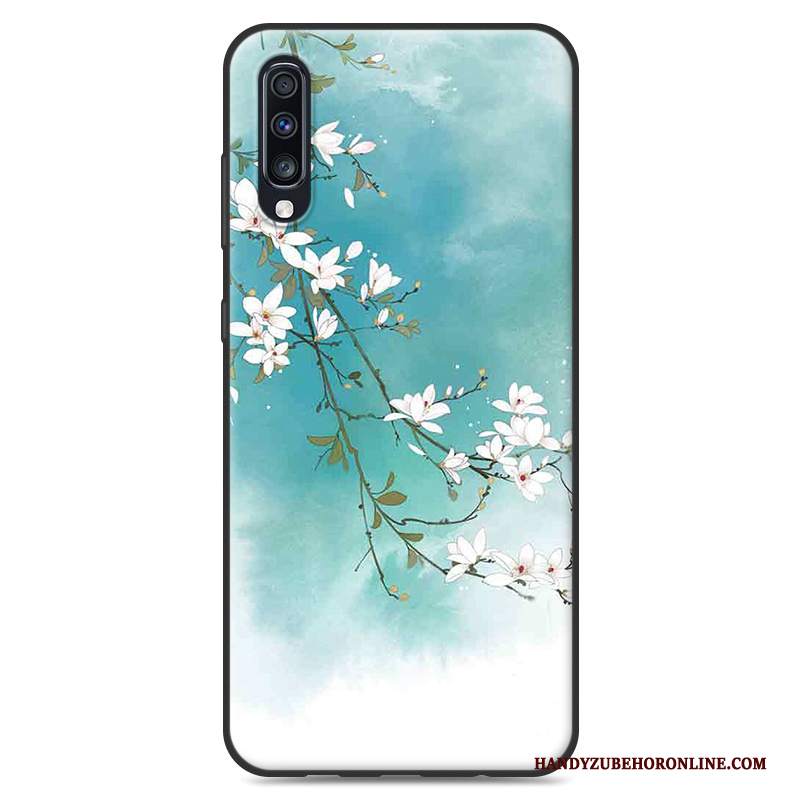 Custodia Samsung Galaxy A50 Vintage Morbido Di Personalità, Cover Samsung Galaxy A50 Blu Piccola