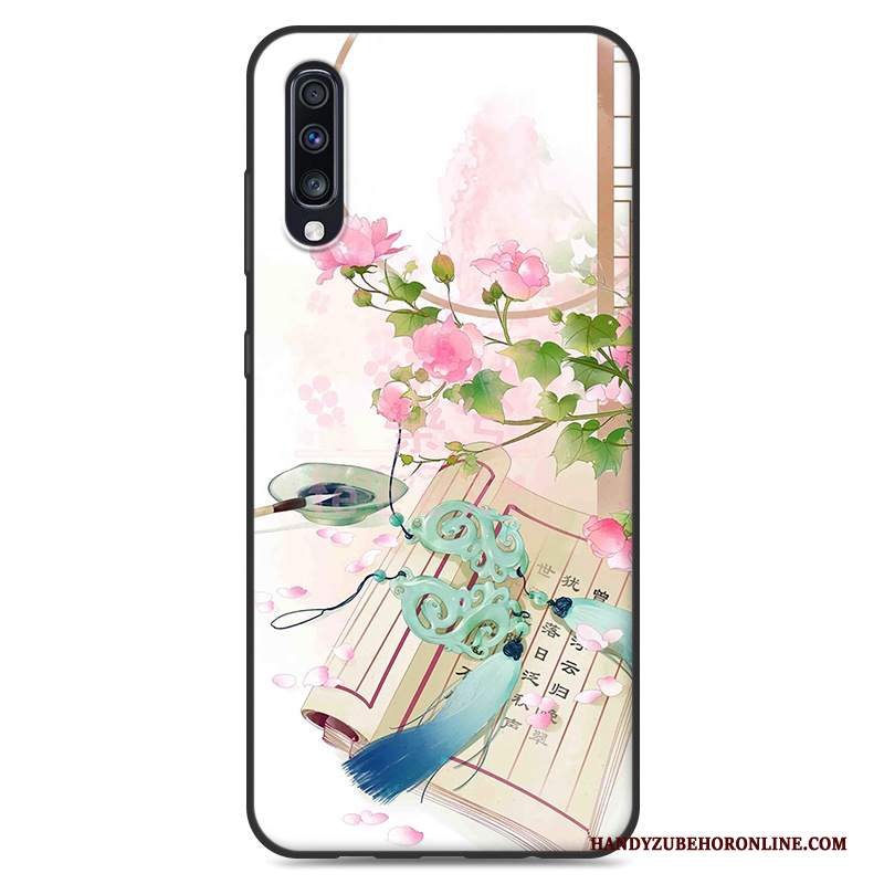 Custodia Samsung Galaxy A50 Vintage Morbido Di Personalità, Cover Samsung Galaxy A50 Blu Piccola