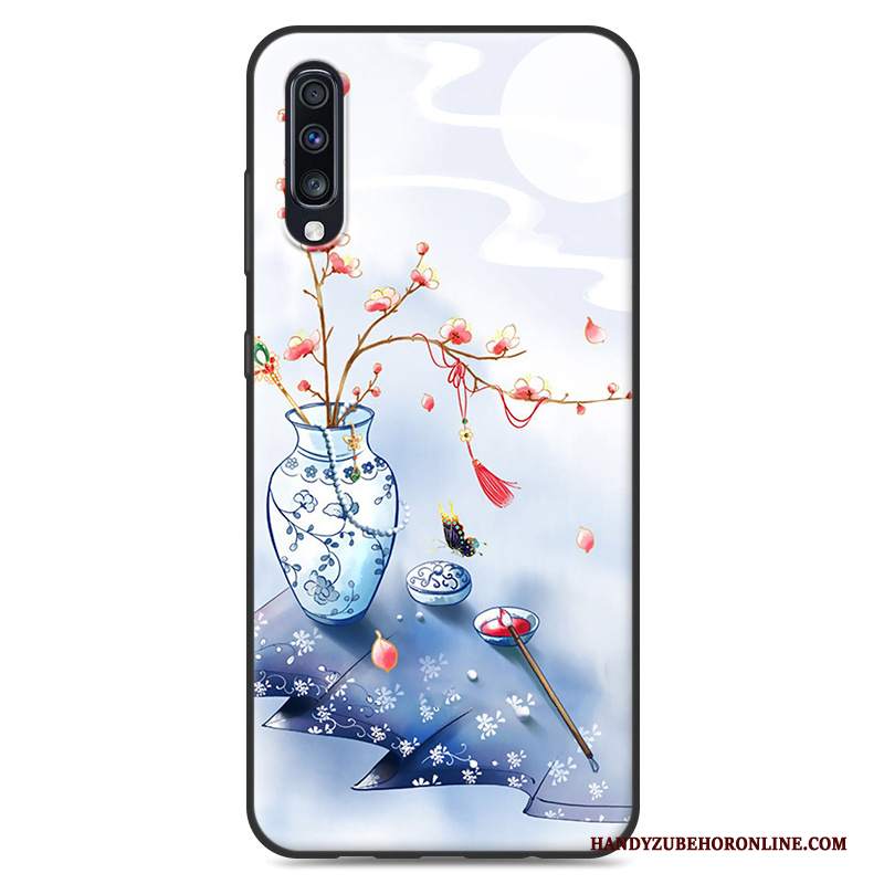 Custodia Samsung Galaxy A50 Vintage Morbido Di Personalità, Cover Samsung Galaxy A50 Blu Piccola