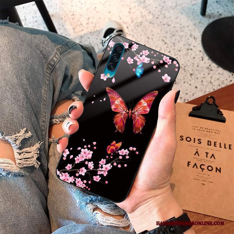 Custodia Samsung Galaxy A50s Moda Telefono Morbido, Cover Samsung Galaxy A50s Creativo Marchio Di Tendenza Vetro Temperato