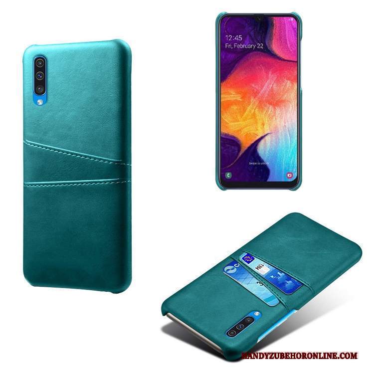 Custodia Samsung Galaxy A50s Pelle Modello Verde, Cover Samsung Galaxy A50s Mucca Carta