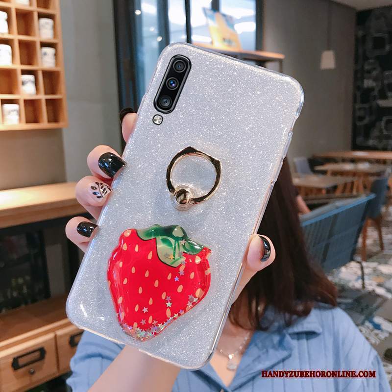 Custodia Samsung Galaxy A50s Silicone Anti-caduta Net Red, Cover Samsung Galaxy A50s Creativo Supportotelefono