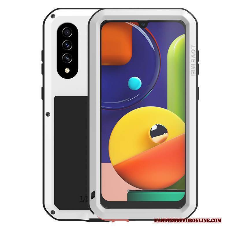 Custodia Samsung Galaxy A50s Silicone Tutto Incluso Spessore, Cover Samsung Galaxy A50s Protezione Bianco Tre Difese