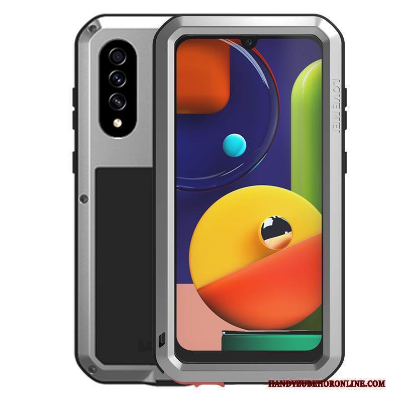 Custodia Samsung Galaxy A50s Silicone Tutto Incluso Spessore, Cover Samsung Galaxy A50s Protezione Bianco Tre Difese