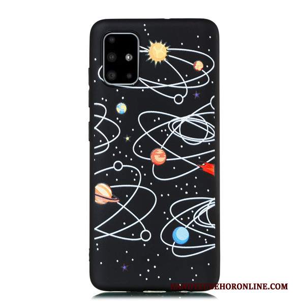 Custodia Samsung Galaxy A51 Cartone Animato Tutto Incluso Nero, Cover Samsung Galaxy A51 Ornamenti Appesi Macchiati