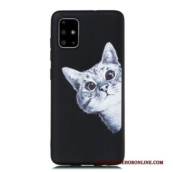 Custodia Samsung Galaxy A51 Cartone Animato Tutto Incluso Nero, Cover Samsung Galaxy A51 Ornamenti Appesi Macchiati