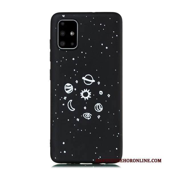 Custodia Samsung Galaxy A51 Cartone Animato Tutto Incluso Nero, Cover Samsung Galaxy A51 Ornamenti Appesi Macchiati