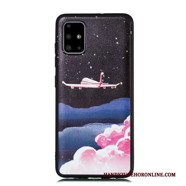 Custodia Samsung Galaxy A51 Cartone Animato Tutto Incluso Nero, Cover Samsung Galaxy A51 Ornamenti Appesi Macchiati