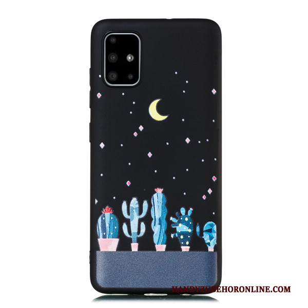 Custodia Samsung Galaxy A51 Cartone Animato Tutto Incluso Nero, Cover Samsung Galaxy A51 Ornamenti Appesi Macchiati