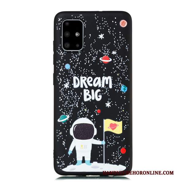 Custodia Samsung Galaxy A51 Cartone Animato Tutto Incluso Nero, Cover Samsung Galaxy A51 Ornamenti Appesi Macchiati