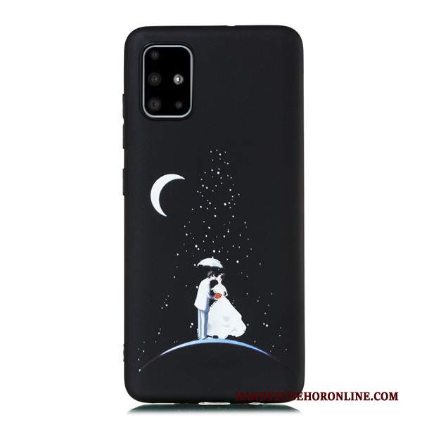 Custodia Samsung Galaxy A51 Cartone Animato Tutto Incluso Nero, Cover Samsung Galaxy A51 Ornamenti Appesi Macchiati