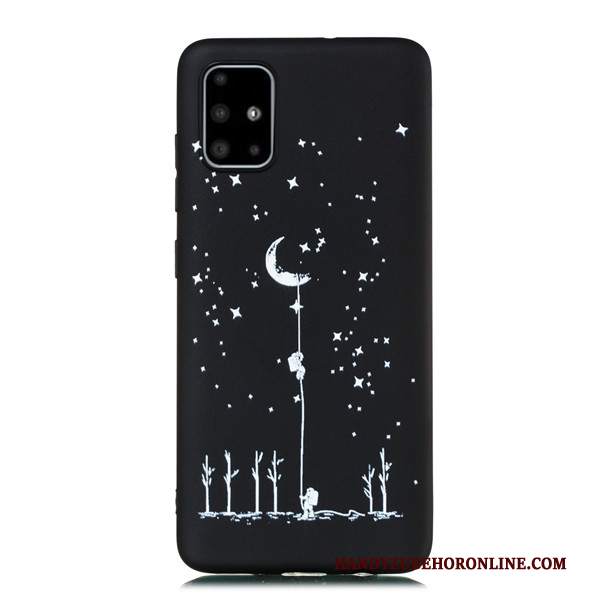 Custodia Samsung Galaxy A51 Cartone Animato Tutto Incluso Nero, Cover Samsung Galaxy A51 Ornamenti Appesi Macchiati