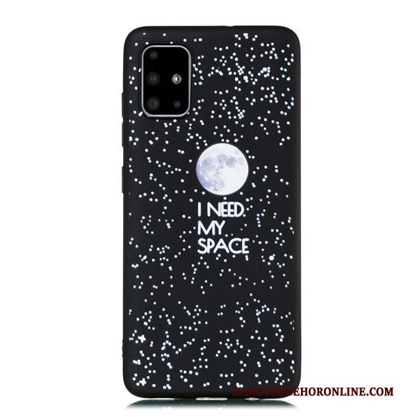 Custodia Samsung Galaxy A51 Cartone Animato Tutto Incluso Nero, Cover Samsung Galaxy A51 Ornamenti Appesi Macchiati