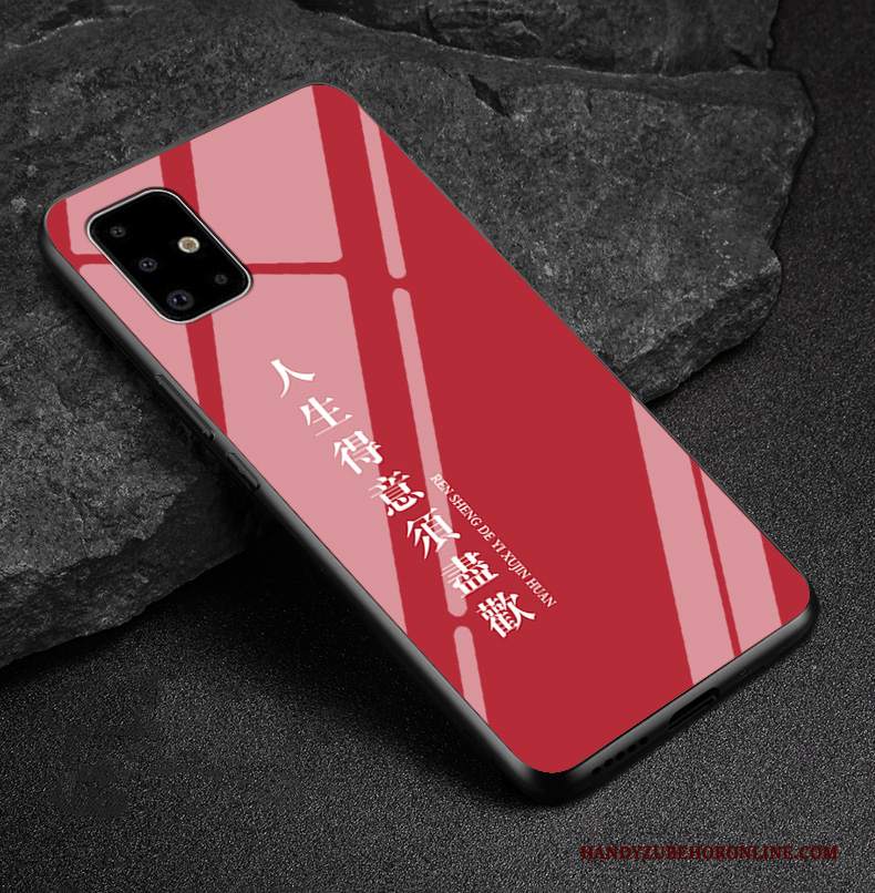 Custodia Samsung Galaxy A51 Moda Vetro Rosso, Cover Samsung Galaxy A51 Creativo Marchio Di Tendenza Morbido