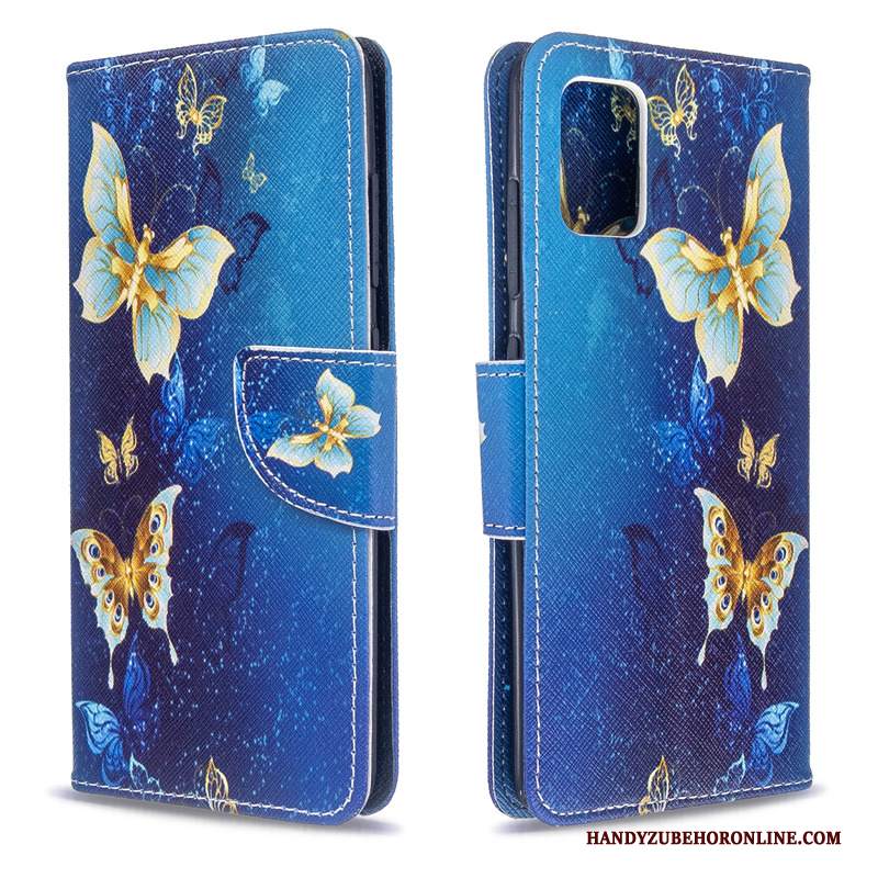 Custodia Samsung Galaxy A51 Pelle Supporto Blu, Cover Samsung Galaxy A51 Colore Telefono