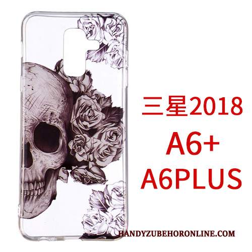 Custodia Samsung Galaxy A6+ Cartone Animato Anti-caduta Ornamenti Appesi, Cover Samsung Galaxy A6+ Protezione Biancotelefono