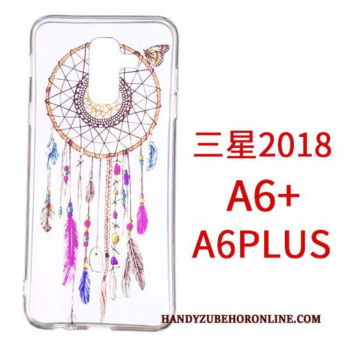 Custodia Samsung Galaxy A6+ Cartone Animato Anti-caduta Ornamenti Appesi, Cover Samsung Galaxy A6+ Protezione Biancotelefono