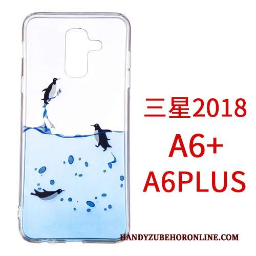 Custodia Samsung Galaxy A6+ Cartone Animato Anti-caduta Ornamenti Appesi, Cover Samsung Galaxy A6+ Protezione Biancotelefono