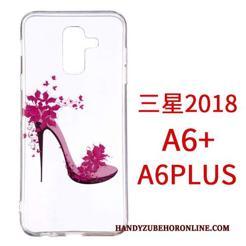 Custodia Samsung Galaxy A6+ Cartone Animato Anti-caduta Ornamenti Appesi, Cover Samsung Galaxy A6+ Protezione Biancotelefono