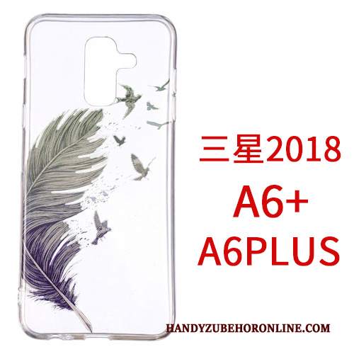 Custodia Samsung Galaxy A6+ Cartone Animato Anti-caduta Ornamenti Appesi, Cover Samsung Galaxy A6+ Protezione Biancotelefono