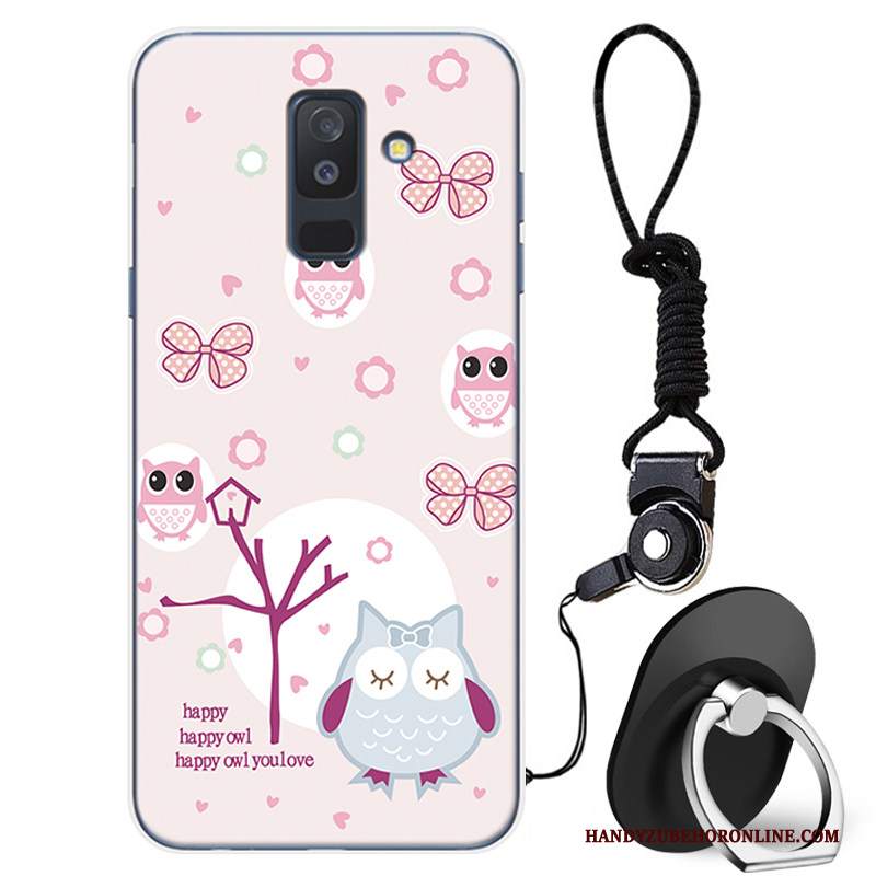 Custodia Samsung Galaxy A6+ Cartone Animato Bello Anti-caduta, Cover Samsung Galaxy A6+ Silicone Rosa Tutto Incluso