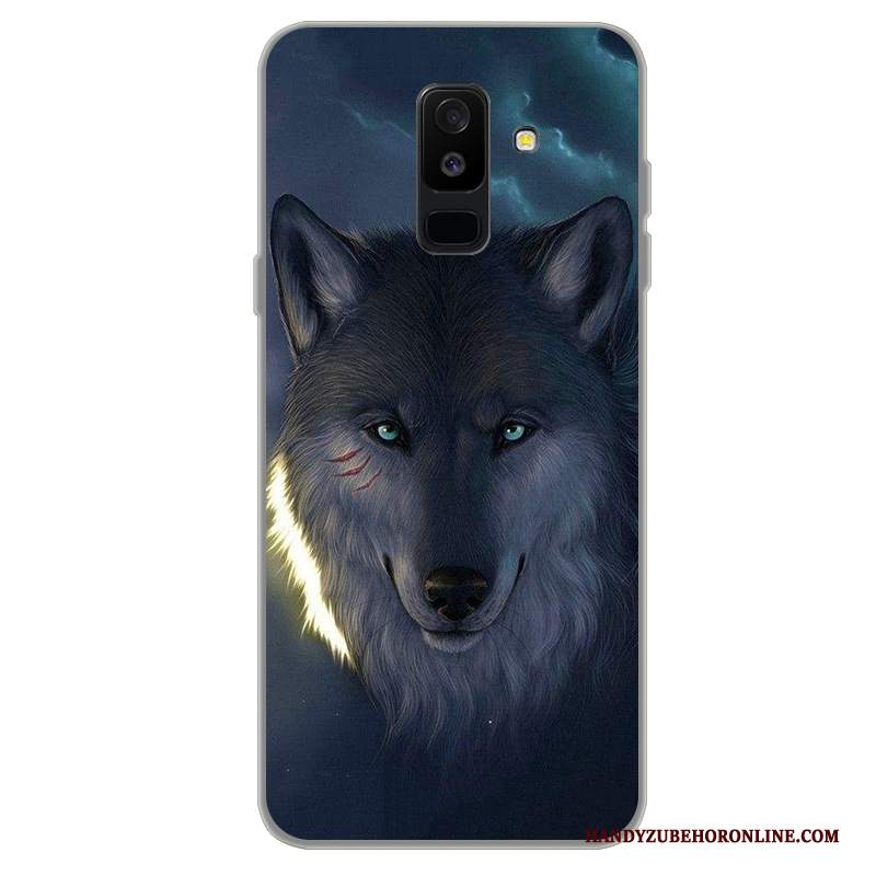 Custodia Samsung Galaxy A6+ Cartone Animato Tendenzatelefono, Cover Samsung Galaxy A6+ Protezione Anti-caduta Nero