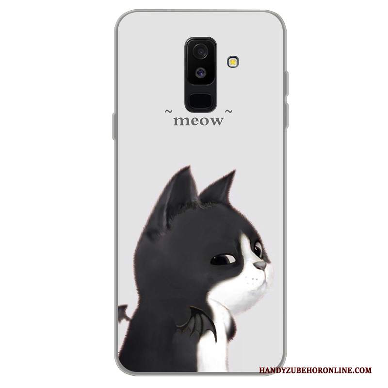 Custodia Samsung Galaxy A6+ Cartone Animato Tendenzatelefono, Cover Samsung Galaxy A6+ Protezione Anti-caduta Nero