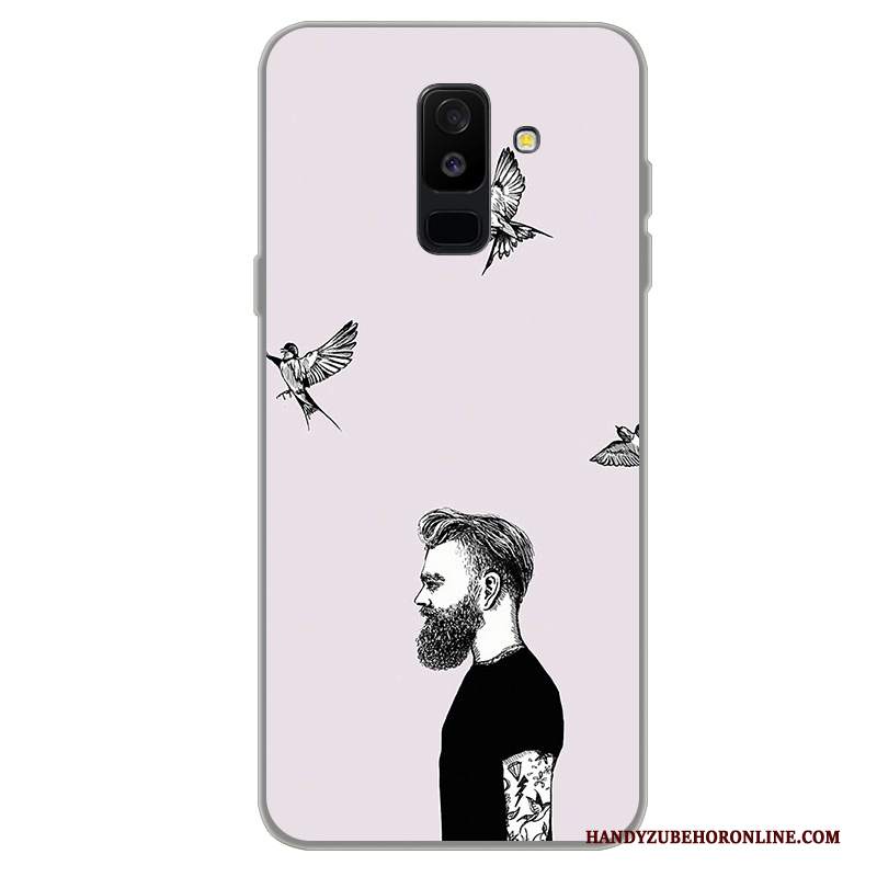 Custodia Samsung Galaxy A6+ Cartone Animato Tendenzatelefono, Cover Samsung Galaxy A6+ Protezione Anti-caduta Nero