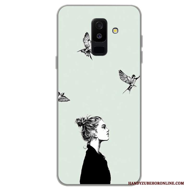 Custodia Samsung Galaxy A6+ Cartone Animato Tendenzatelefono, Cover Samsung Galaxy A6+ Protezione Anti-caduta Nero