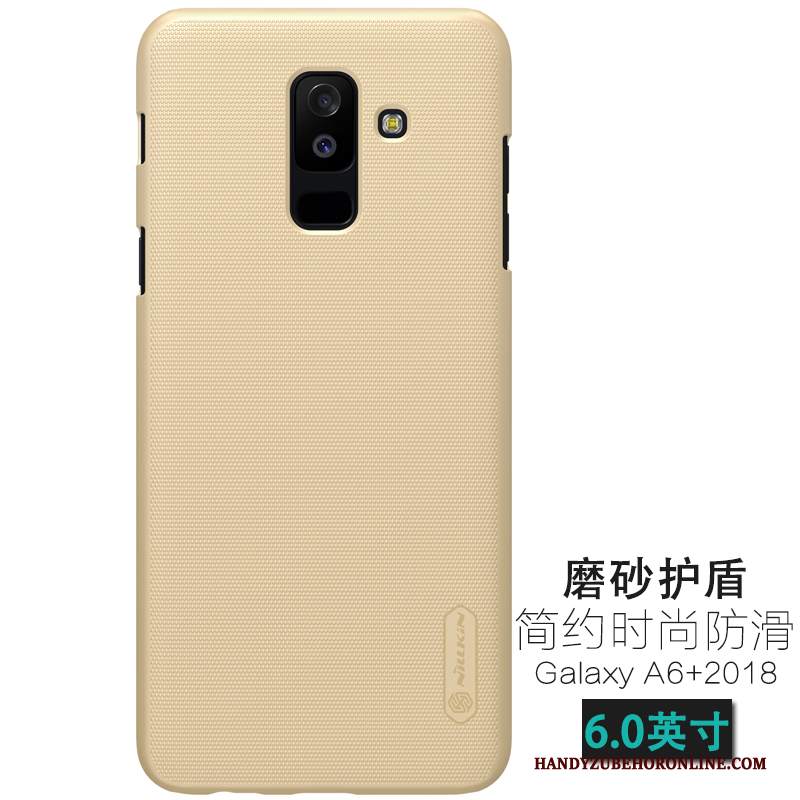 Custodia Samsung Galaxy A6+ Macchiati Difficile, Cover Samsung Galaxy A6+ Antiscivolo Oro