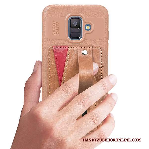 Custodia Samsung Galaxy A6 Pelle Morbido Anti-caduta, Cover Samsung Galaxy A6 Protezione Modello Rosso