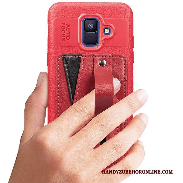 Custodia Samsung Galaxy A6 Pelle Morbido Anti-caduta, Cover Samsung Galaxy A6 Protezione Modello Rosso