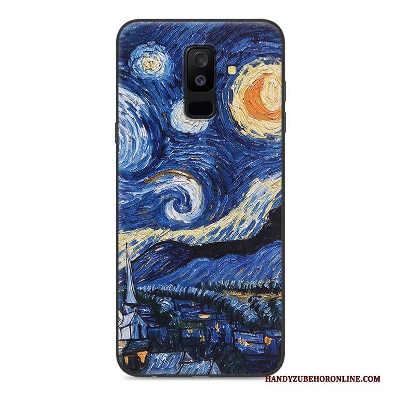 Custodia Samsung Galaxy A6+ Protezione Blutelefono, Cover Samsung Galaxy A6+ Goffratura Morbido Anti-caduta