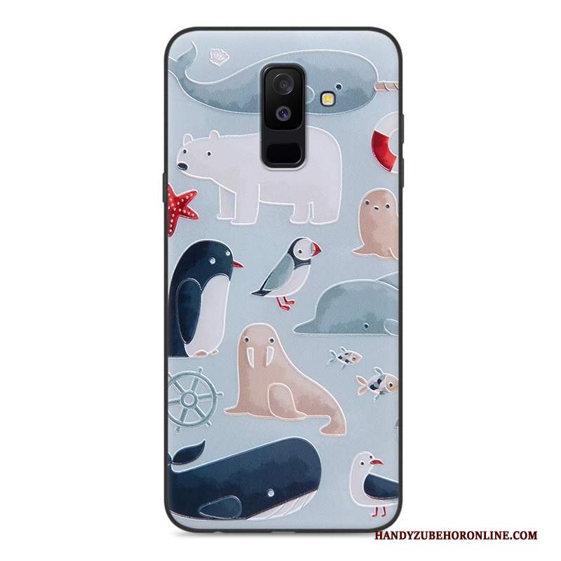 Custodia Samsung Galaxy A6+ Protezione Blutelefono, Cover Samsung Galaxy A6+ Goffratura Morbido Anti-caduta