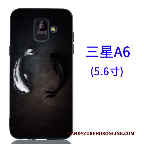 Custodia Samsung Galaxy A6 Protezione Telefono Nero, Cover Samsung Galaxy A6 Cartone Animato Ornamenti Appesi Macchiati