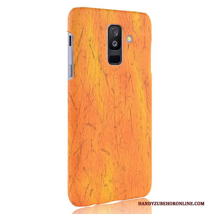 Custodia Samsung Galaxy A6+ Zoccoli Giallo Difficile, Cover Samsung Galaxy A6+ Pelle Telefono Qualità