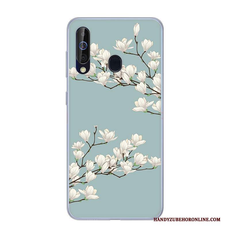 Custodia Samsung Galaxy A60 Cartone Animato Rosa Anti-caduta, Cover Samsung Galaxy A60 Silicone Biancotelefono